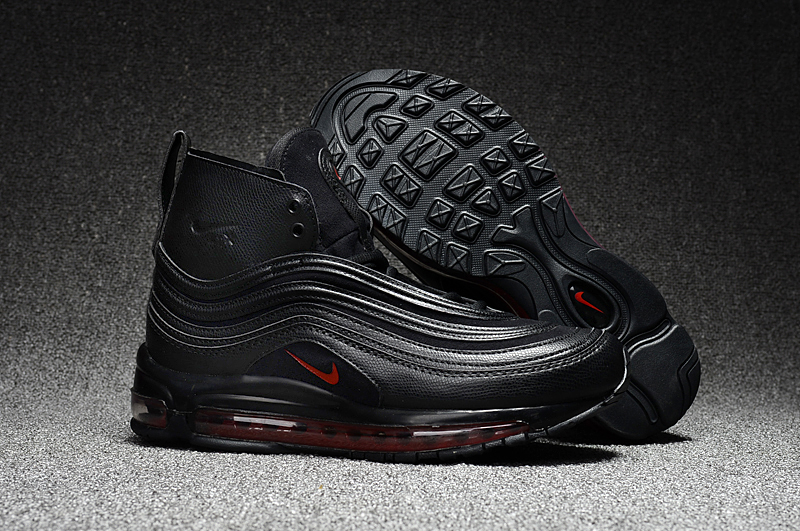 2017 Men Nike Air Max 97 High All Black Red